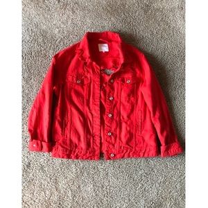 ZARA ‘Red’ Ripped Oversized Denim Jacket
